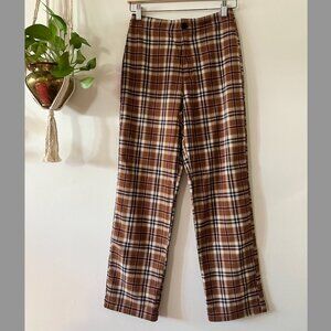 Brown Plaid 70's Inspired Trousers